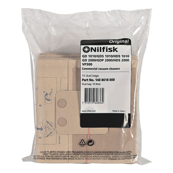 Nilfisk Pak Met 10 Stofzuigerzakken Voor Vp 300 Hepa Eu2 Vp 100 Eu Voordelig Bij Otto Office Kopen