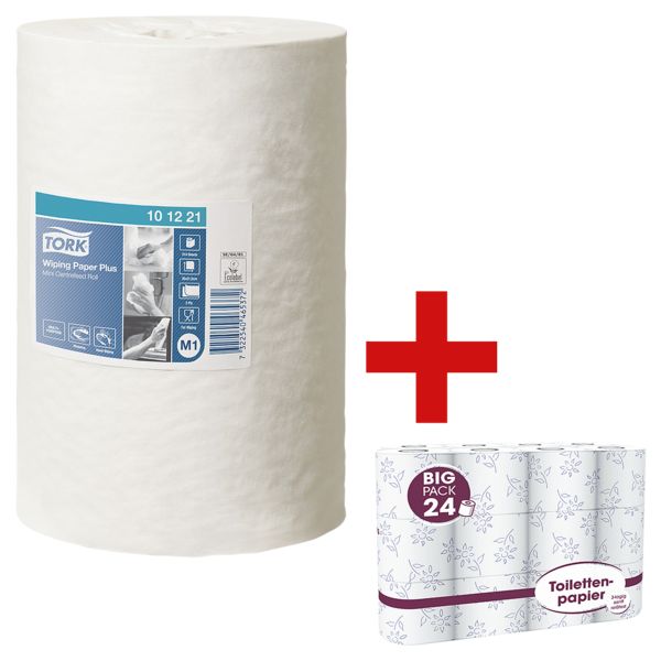 11 bobines d'essuie-mains papier extra blanc double �paisseur (extra blanc, perfor�, 21,5 cm x 75 m) avec papier toilette � Big Pack �